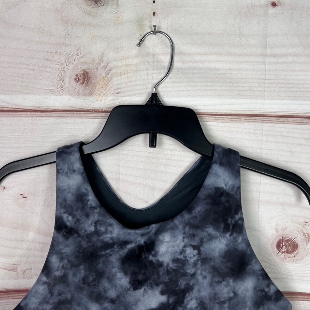 Athleta Sports Bra Womens XL Black Tie Dye Long Sleeve Racerback Shelf Bra - Picture 2 of 5